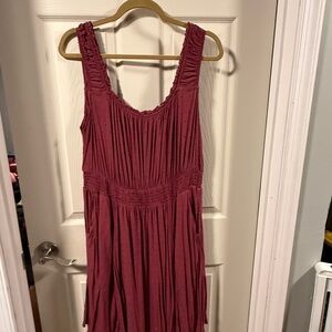Torrid Sleeveless Ruched Midi Dress in Pinkish Burgundy